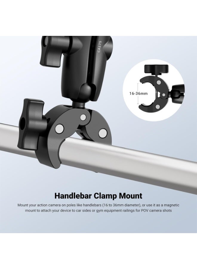 NEEWER Motorcycle Bicycle Handlebar Clamp Holder Magnetic Car Mount Accessories Kit Compatible with Insta360 X5 X4 X3 GoPro DJI AKASO Action Cameras, 360° Ball Heads for POV Video Recording, CA175 - Image 2
